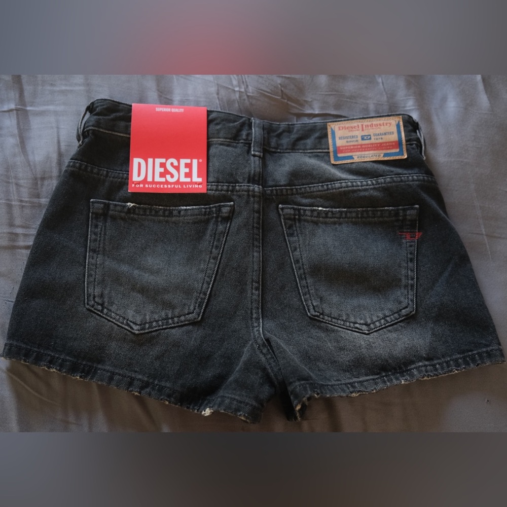 Never worn- Diesel washed black and grey De-Yuba Denim Shorts